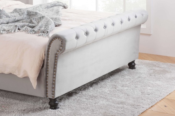Birlea Opulence Grey Velvet Fabric Upholstered Bed Frame