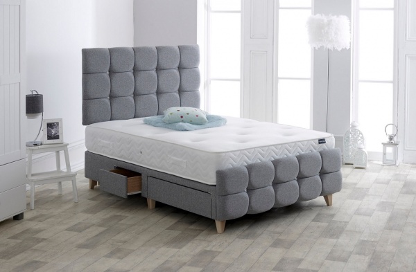 Vogue Diamante Upholstered Fabric Storage Bed Frame