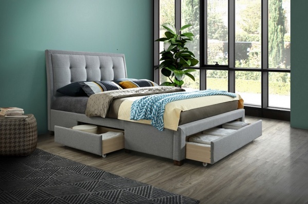 Birlea Shelby 3 Drawer Fabric Upholstered Grey Bed Frame