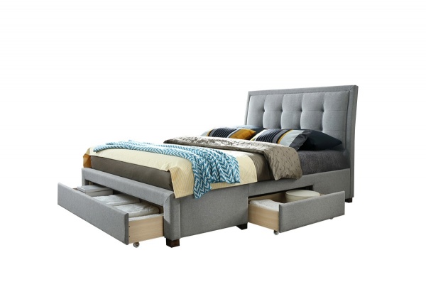 Birlea Shelby 3 Drawer Fabric Upholstered Grey Bed Frame