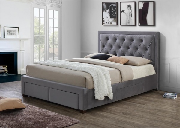 Birlea Woodbury 4 Drawer Grey Fabric Bed Frame