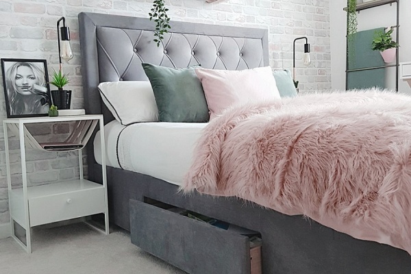 Birlea Woodbury 4 Drawer Grey Fabric Bed Frame Best Beds Direct