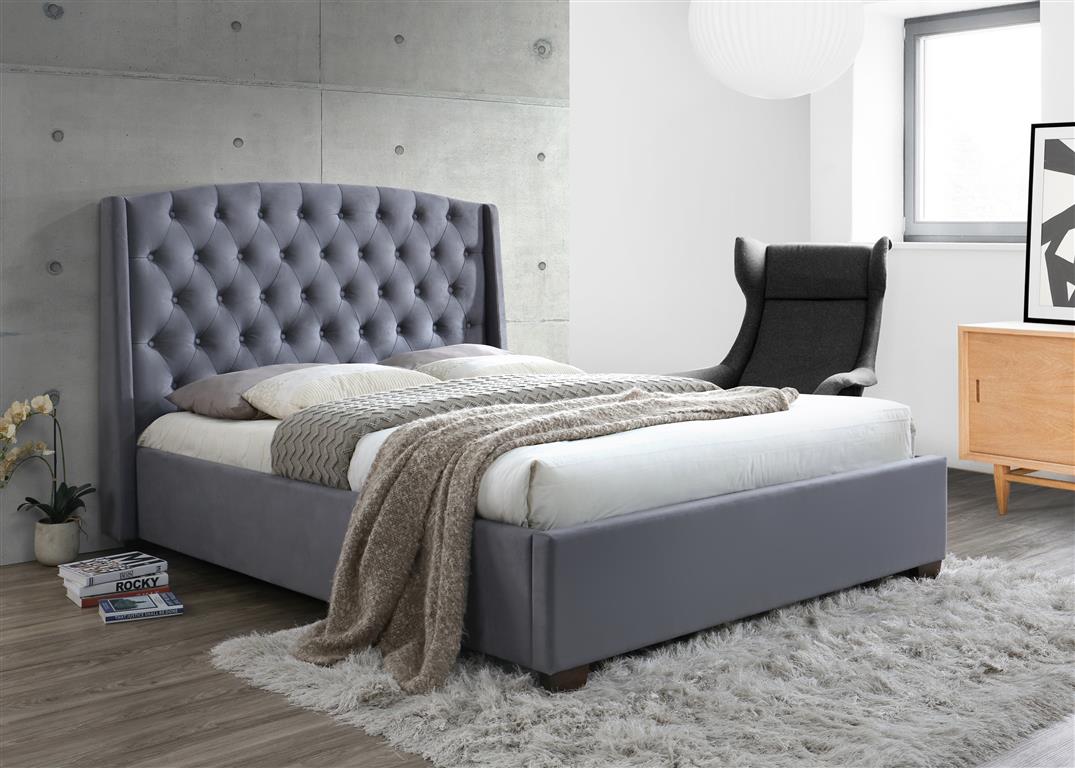 Birlea Birkhall Fabric Upholstered Grey Velvet Bed Frame