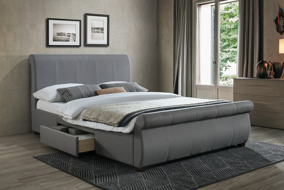Birlea Lancaster 2 Drawer Fabric Upholstered Grey Bed Frame