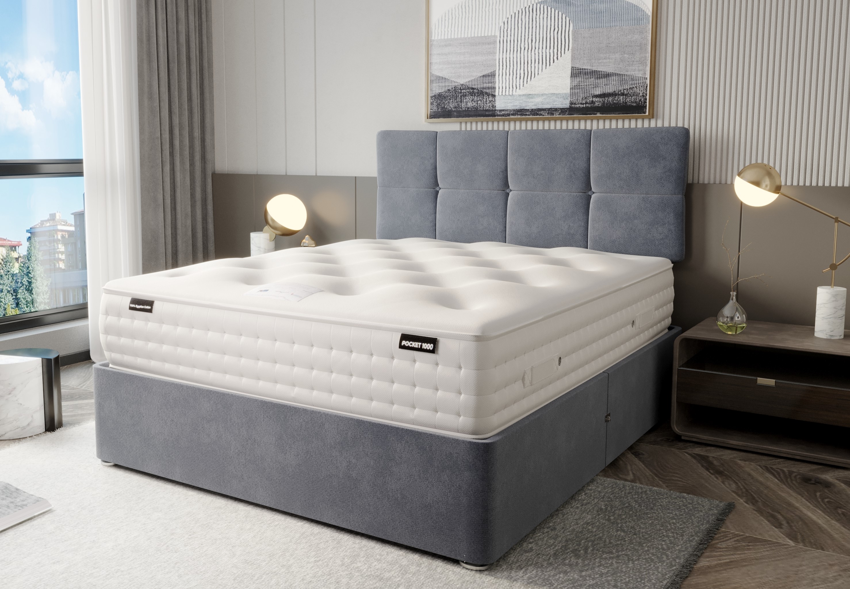 Repose Cashmere Silver 1000 Pocket Sprung Divan Bed Set - Best Beds Direct