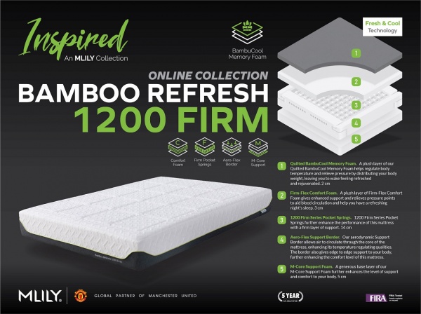 Mlily Bamboo Refresh 1200 Firm Pocket Sprung Mattress