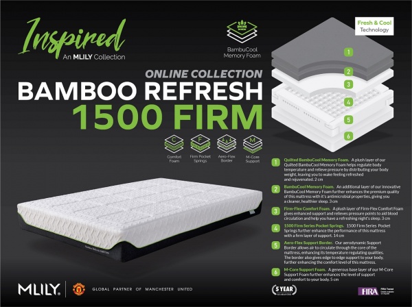 Mlily Bamboo Refresh 1500 Firm Pocket Sprung Mattress
