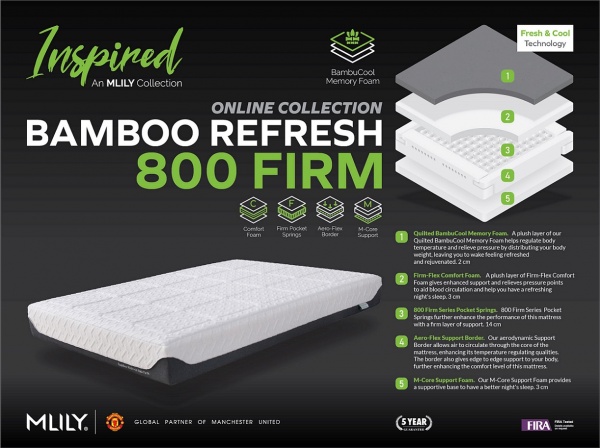 Mlily Bamboo Refresh 800 Firm Pocket Sprung Mattress