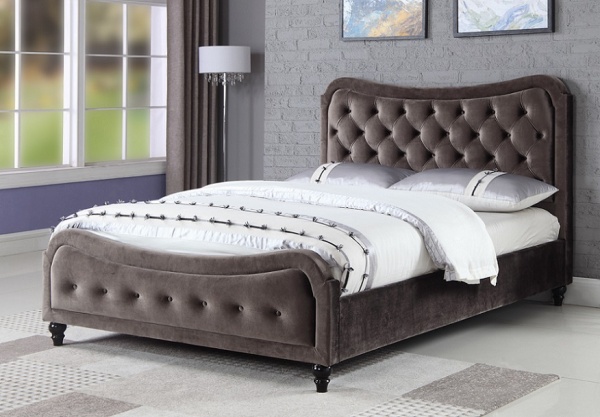 Sweet Dreams Mason Mink Velvet Upholstered Fabric Bed Frame